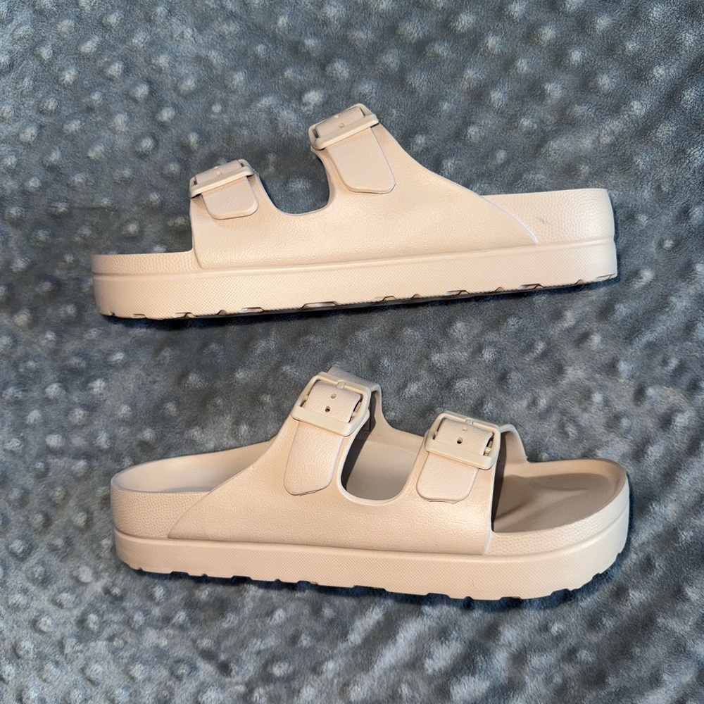 Cream Double Strap Sandals